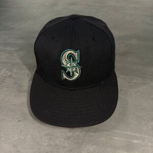 Vintage Seattle Mariners Hat New Era Fitted Cap 6 7/8 Wool USA Made 59Fifty‎